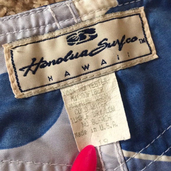 Blue Hawaiian Print Board-Shorts - Picture 2 of 4